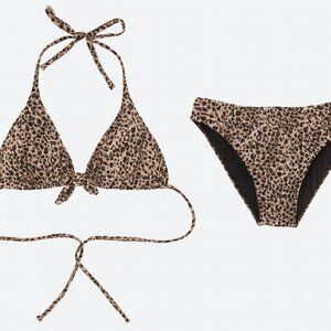 Colloyes Leopard Print Halter Bikini Set – Size S, Trendy Two-Piece Swimwear